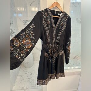 NWT Hale Bob Gorgeous Black Floral Embroidered Dress